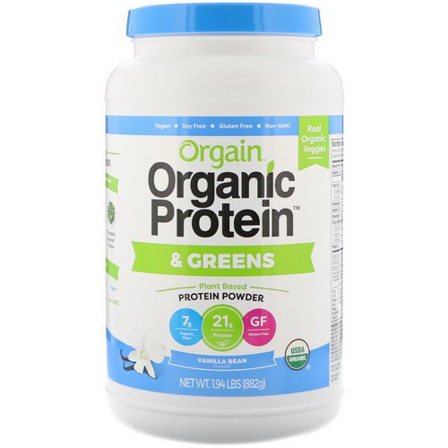 Orgain, Organic Protein & Greens Protein Powder, Plant Based, Vanilla Bean, 1.94 lbs (882 g) فوائد