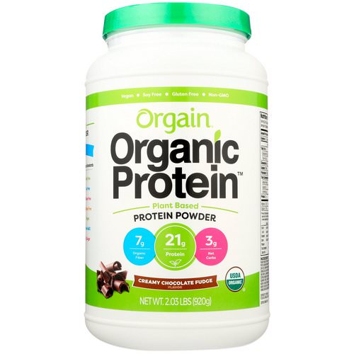 Orgain, Organic Protein Powder, Plant Based, Creamy Chocolate Fudge, 2.03 lbs (920 g) فوائد