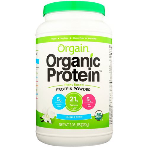 Orgain, Organic Protein Powder, Plant Based, Vanilla Bean, 2.03 lbs (920 g) فوائد