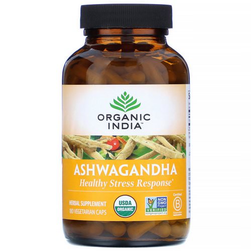 Organic India, Ashwagandha, 180 Vegetarian Caps فوائد