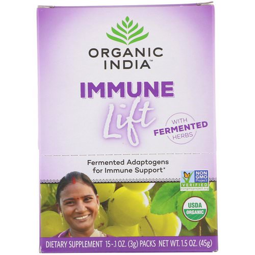 Organic India, Immune Lift, Fermented Adaptogens, 15 Packs, 0.1 oz (3 g) Each فوائد