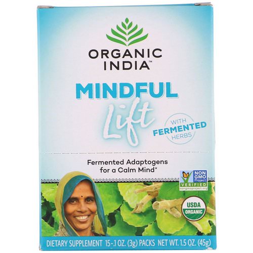 Organic India, Mindful Lift, Fermented Adaptogens, 15 Packs, 0.1 oz (3 g) Each فوائد