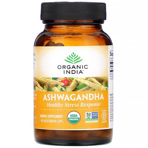 Organic India, Ashwagandha, 90 Vegetarian Caps فوائد
