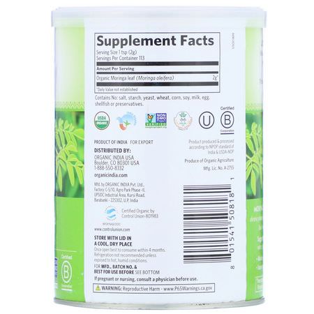 Organic India, Moringa, 8 oz (226 g):Moringa, سوبرفوودس