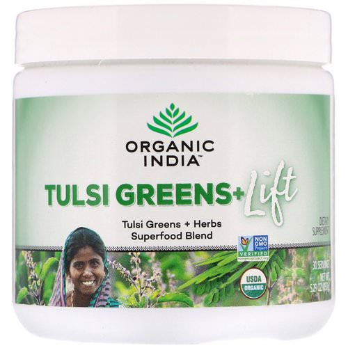 Organic India, Tulsi Greens+ Lift, Superfood Blend, 5.29 oz (150 g) فوائد