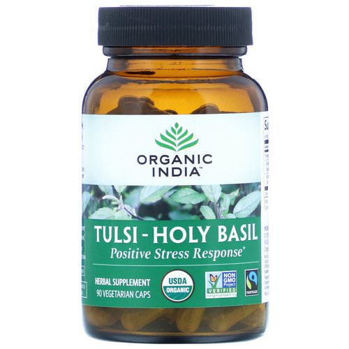 Organic India, Tulsi-Holy Basil, Positive Stress Response, 90 Vegetarian Caps فوائد