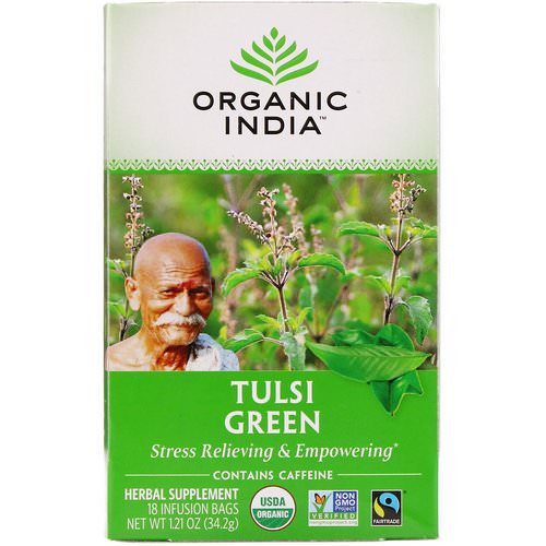 Organic India, Tulsi Tea, Green, 18 Infusion Bags, 1.21 oz (34.2 g) فوائد