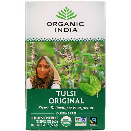Organic India, Tulsi Tea, Original, Caffeine-Free, 18 Infusion Bags, 1.14 oz (32.4 g) فوائد
