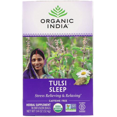 Organic India, Tulsi Tea, Sleep, Caffeine Free, 18 Infusion Bags, 1.14 oz (32.4 g) فوائد