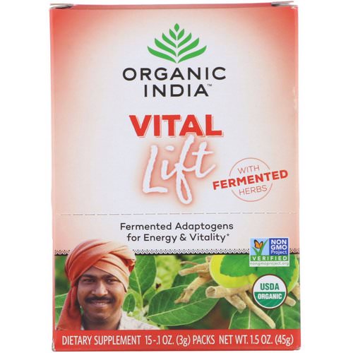 Organic India, Vital Lift, Fermented Adaptogens, 15 Packs, 0.1 oz (3 g) Each فوائد