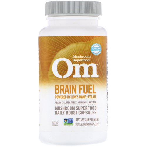 Organic Mushroom Nutrition, Brain Fuel, Powered by Lion's Mane + Folate, 667 mg, 90 Vegetarian Capsules فوائد