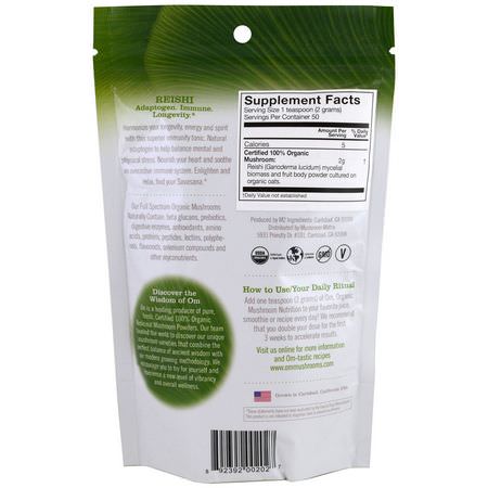 Organic Mushroom Nutrition, Reishi, Mushroom Powder, 3.57 oz (100 g):ريشي, فطر