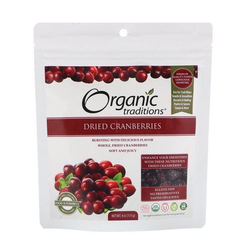 Organic Traditions, Dried Cranberries, 4 oz (113 g) فوائد