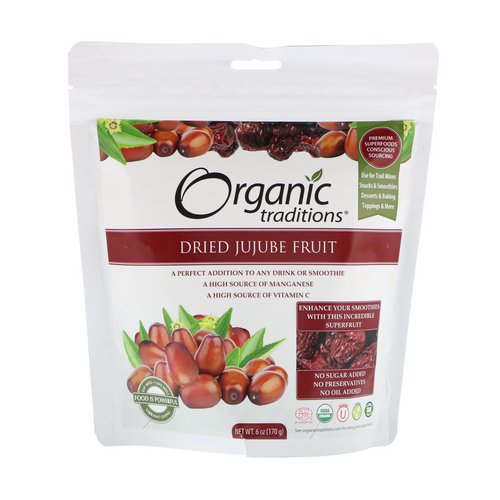 Organic Traditions, Dried Jujube Fruit, 6 oz (170 g) فوائد
