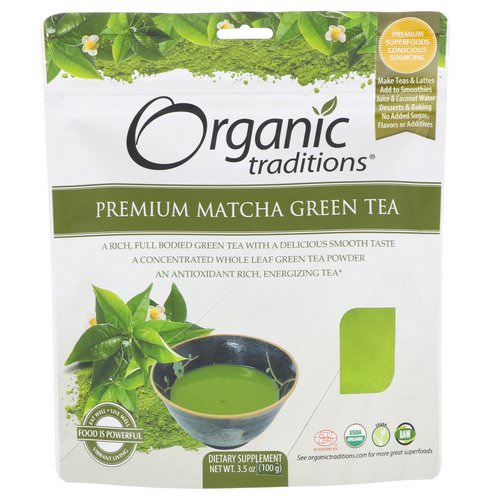 Organic Traditions, Premium Matcha Green Tea, 3.5 oz (100 g) فوائد