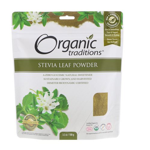 Organic Traditions, Stevia Leaf Powder, 3.5 oz (100 g) فوائد