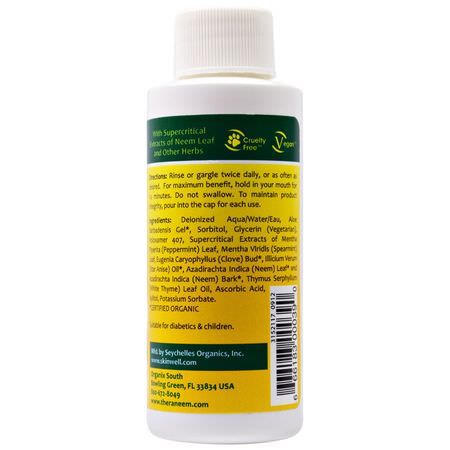 Organix South, TheraNeem Naturals, Herbal Mint Therape, Neem Mouthwash, 2 fl oz (60 ml):رذاذ, شطف