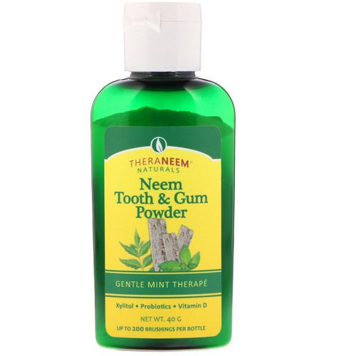 Organix South, TheraNeem Naturals, Neem Tooth & Gum Powder, Gentle Mint Therape, 40 g فوائد