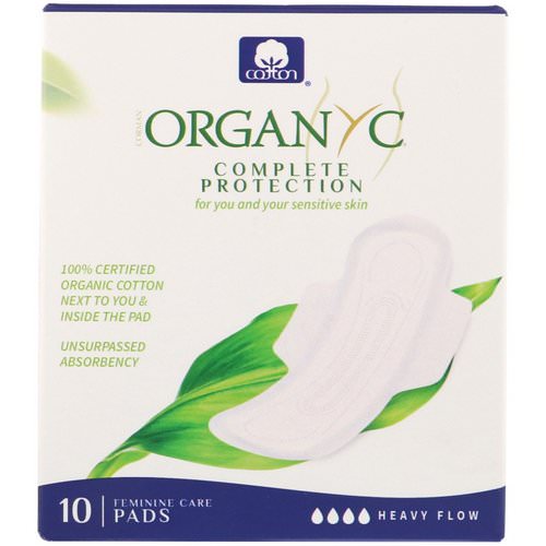 Organyc, Organic Cotton Pads, Heavy Flow, 10 Pads فوائد