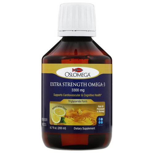 Oslomega, Norwegian Extra Strength Omega-3, Natural Lemon Flavor, 3,300 mg, 6.7 fl oz (200 ml) فوائد