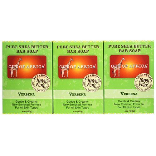 Out of Africa, Pure Shea Butter Bar Soap, Verbena, 3 Pack, 4 oz (120 g) Each فوائد