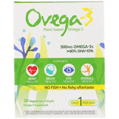 Ovega-3, Omega-3s DHA + EPA, 500 mg, 30 Veggie Softgels فوائد