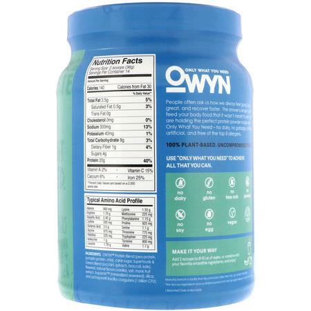 OWYN, Protein, 100% Plant-Based Powder, Smooth Vanilla, 1.1 lbs (504 g):البر,تين النباتي, المصنع