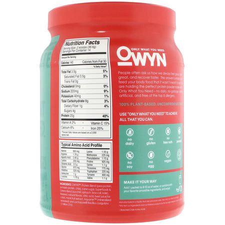 OWYN, Protein, 100% Plant-Based Powder, Strawberry Banana, 1.1 lbs (512 g):البر,تين النباتي, المصنع