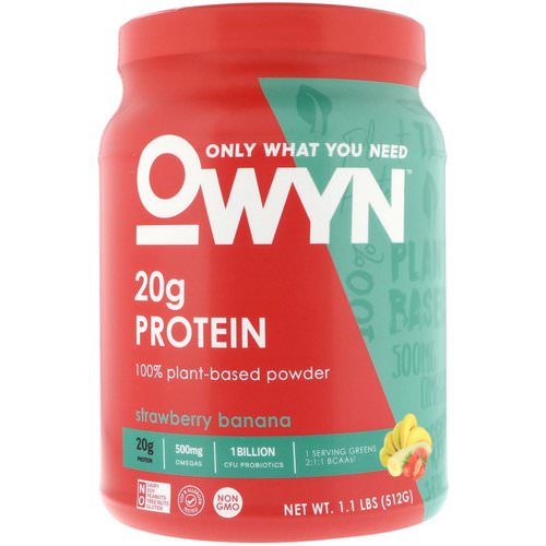 OWYN, Protein, 100% Plant-Based Powder, Strawberry Banana, 1.1 lbs (512 g) فوائد