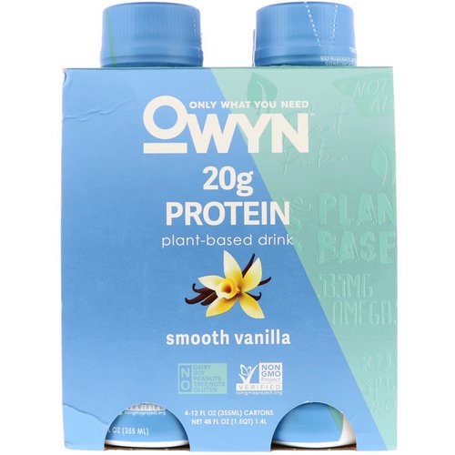 OWYN, Protein Plant-Based Shake, Smooth Vanilla, 4 Shakes, 12 fl oz (355 ml) Each فوائد