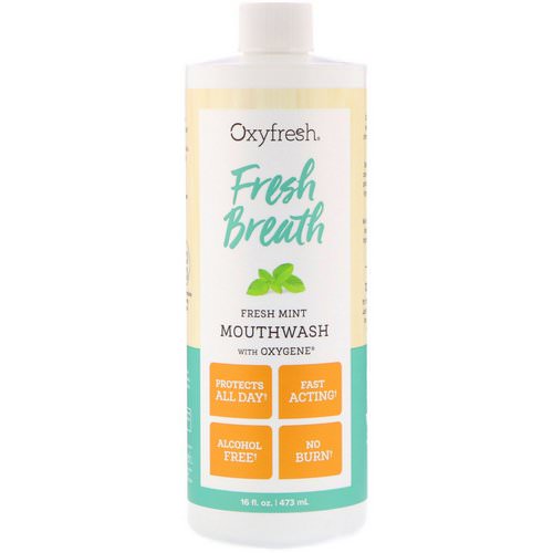 Oxyfresh, Fresh Breath, Fresh Mint Mouthwash with Oxygene, 16 fl oz (473 ml) فوائد