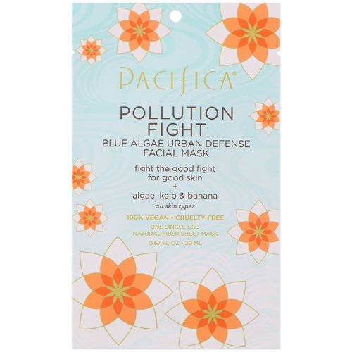 Pacifica, Pollution Fight, Blue Algae Urban Defense Facial Mask, 1 Mask, 0.67 fl oz (20 ml) فوائد