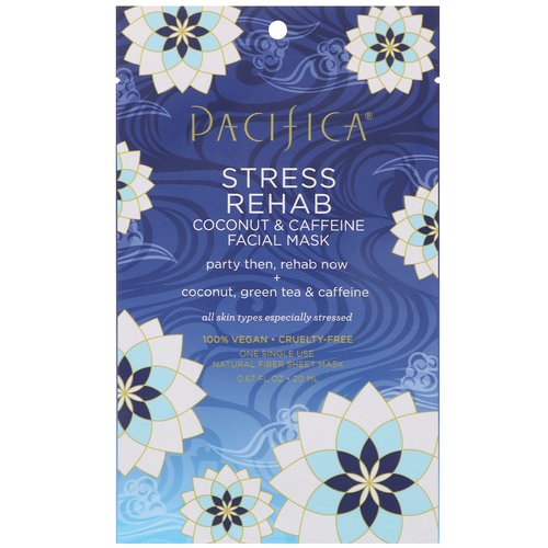 Pacifica, Stress Rehab, Coconut & Caffeine Facial Mask, 1 Mask, 0.67 fl oz (20 ml) فوائد