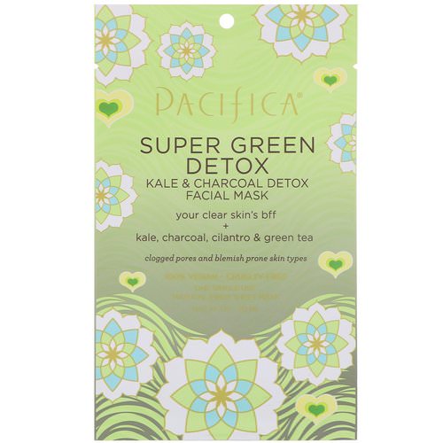 Pacifica, Super Green Detox, Kale & Charcoal Detox Facial Mask, 1 Mask, 0.67 fl oz (20 ml) فوائد