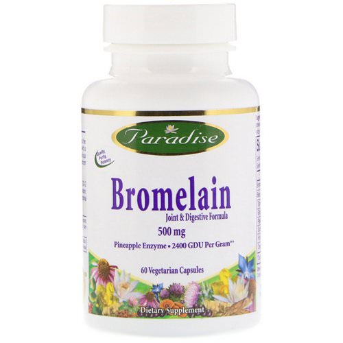 Paradise Herbs, Bromelain, Joint & Digestive Formula, 500 mg, 60 Vegetable Capsules فوائد