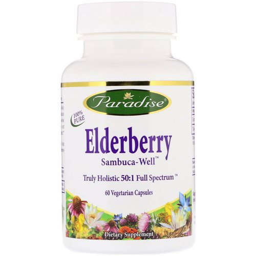 Paradise Herbs, Elderberry, 60 Vegetarian Capsules فوائد