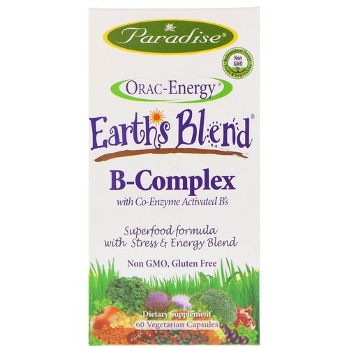 Paradise Herbs, Orac-Energy, Earth's Blend, B-Complex with Co-Enzyme Activated B's, 60 Vegetarian Capsules فوائد