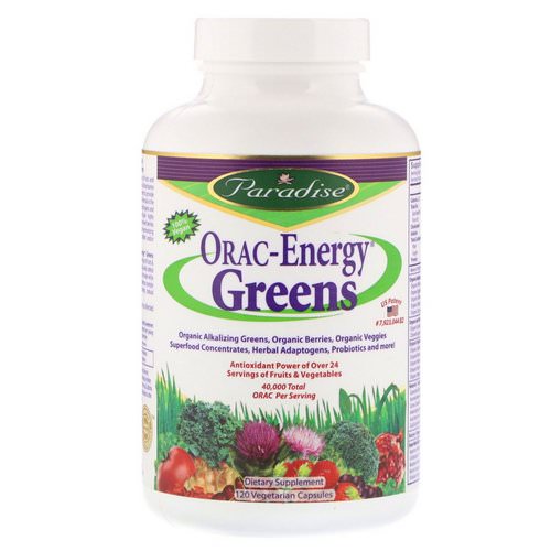 Paradise Herbs, ORAC-Energy Greens, 120 Vegetarian Capsules فوائد