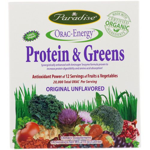 Paradise Herbs, ORAC-Energy, Protein & Greens, 14 Packets, 0.53 oz (15 g) فوائد