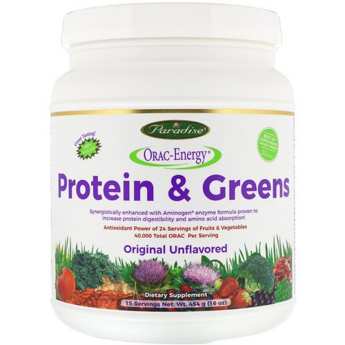 Paradise Herbs, ORAC-Energy, Protein & Greens, Original Unflavored, 16 oz (454 g) فوائد