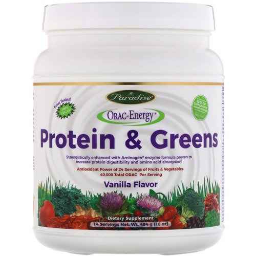 Paradise Herbs, ORAC Energy, Protein & Greens, Vanilla Flavor, 16 oz (454 g) فوائد