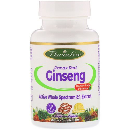 Paradise Herbs, Panax Red Ginseng, 60 Vegetarian Capsules فوائد