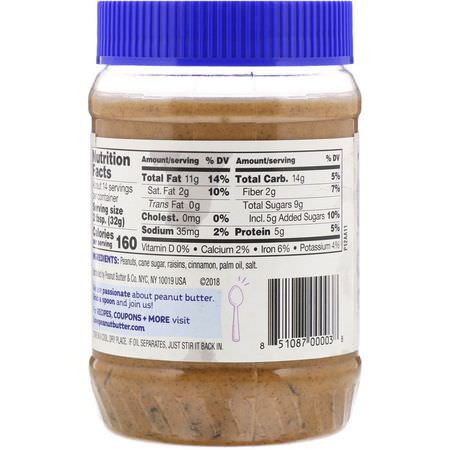 Peanut Butter & Co, Cinnamon Raisin Swirl, Peanut Butter Blended with Cinnamon and Raisins, 16 oz (454 g):يحفظ, ينتشر