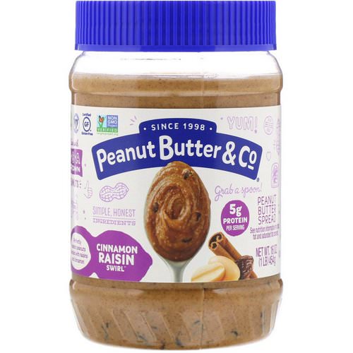 Peanut Butter & Co, Cinnamon Raisin Swirl, Peanut Butter Blended with Cinnamon and Raisins, 16 oz (454 g) فوائد