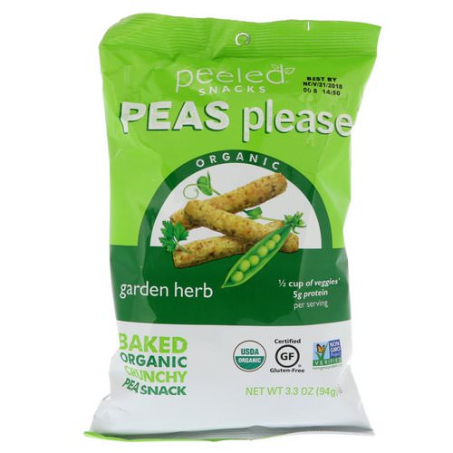 Peeled Snacks, Peas Please, Organic, Garden Herb, 3.3 oz (94 g) فوائد