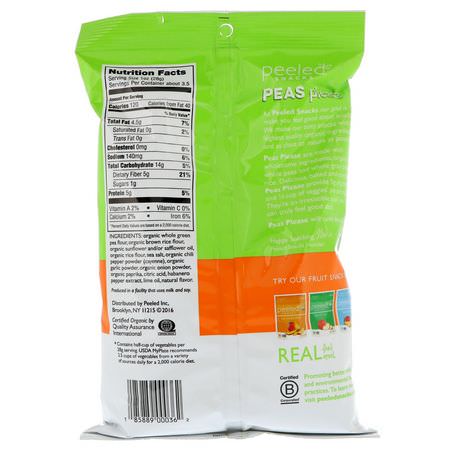 Peeled Snacks, Peas Please, Organic, Habanero Lime, 3.3 oz (94 g):,جبات الخضر,ات الخفيفة, الفاكهة