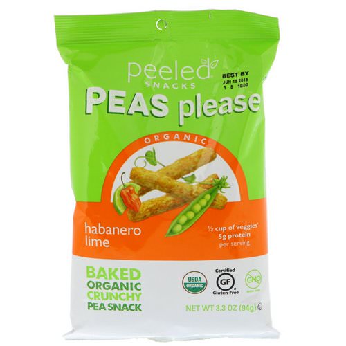 Peeled Snacks, Peas Please, Organic, Habanero Lime, 3.3 oz (94 g) فوائد