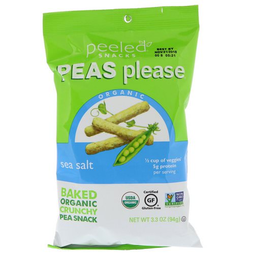 Peeled Snacks, Peas Please, Organic, Sea Salt, 3.3 oz (94 g) فوائد