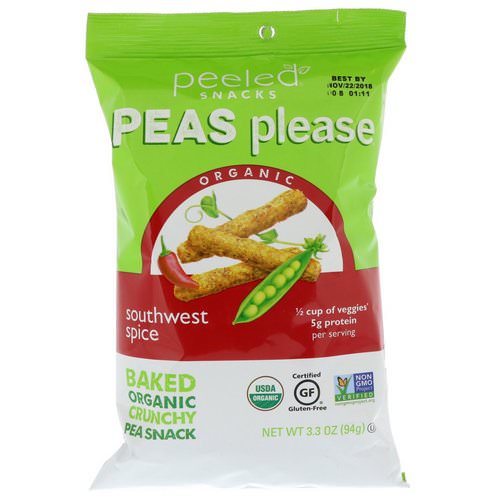 Peeled Snacks, Peas Please, Organic, Southwest Spice, 3.3 oz (94 g) فوائد