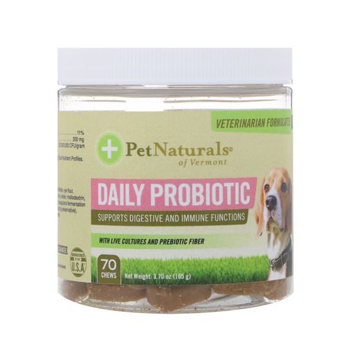 Pet Naturals of Vermont, Daily Probiotic, For Dogs, 70 Chews, 3.70 oz (105 g) فوائد